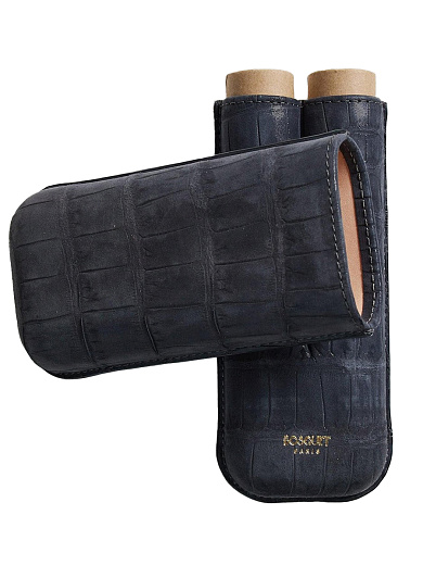 Футляр Bosquet Genuine Dark Gray Crocodile Skin на 2 сигары - цена