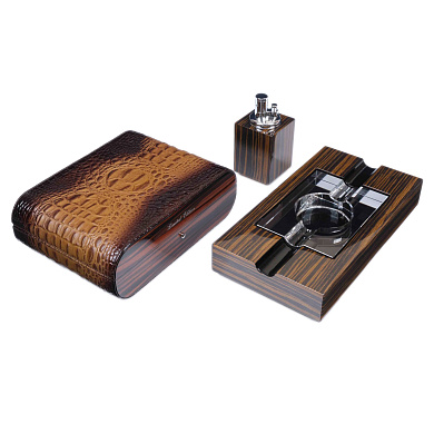 Набор сигарных аксессуаров Gentili SET-SV10-Croco-Brown-2 - фото