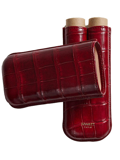 Футляр Bosquet Genuine Cherry deep Red Crocodile Skin на 2 сигары - цена
