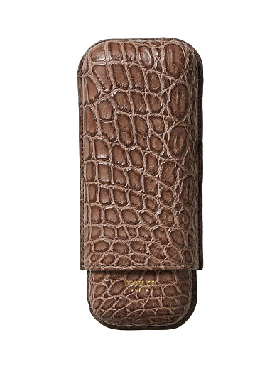 Футляр Bosquet Genuine Brown Crocodile Skin на 2 сигары - фото