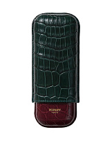 Футляр Bosquet Genuine Dark Green Crocodile Skin на 2 сигары - фото