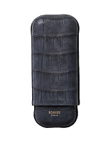 Футляр Bosquet Genuine Dark Gray Crocodile Skin на 2 сигары - фото