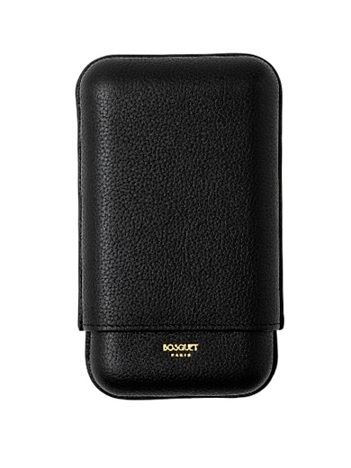 Футляр Bosquet Grained Calf Leather Black на 3 сигары - фото