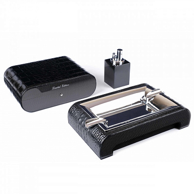 Набор сигарных аксессуаров Gentili SET-SV10-Croco-Black - фото