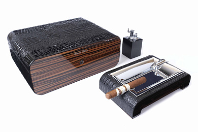 Набор сигарных аксессуаров Gentili SET-SV75-Croco-Black - описание