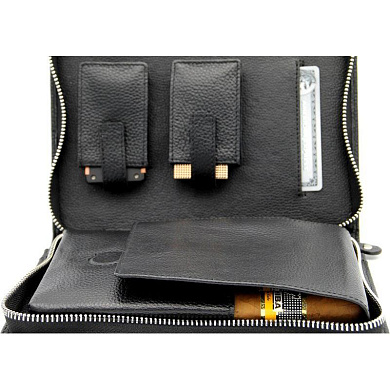 Сигарная сумка Adorini черная, натуральная кожа - цена