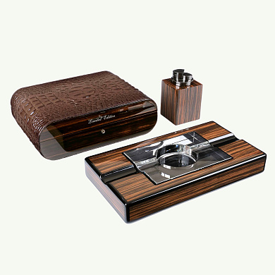 Набор сигарных аксессуаров Gentili SET-SV10-Croco-Brown - фото