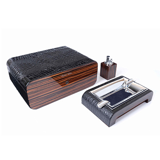 Набор сигарных аксессуаров Gentili SET-SV75-Croco-Black