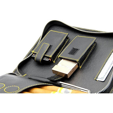 Сигарная сумка Adorini черная-желтая, натуральная кожа - отзывы