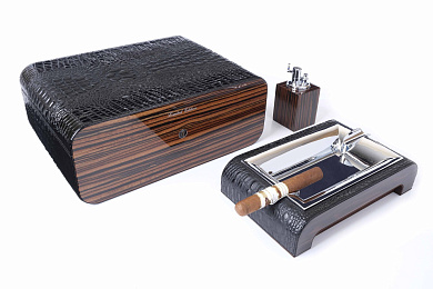 Набор сигарных аксессуаров Gentili SET-SV75-Croco-Black - цена