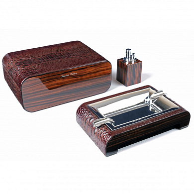 Набор сигарных аксессуаров Gentili SET-SV40-LE-Croco-Dark - фото