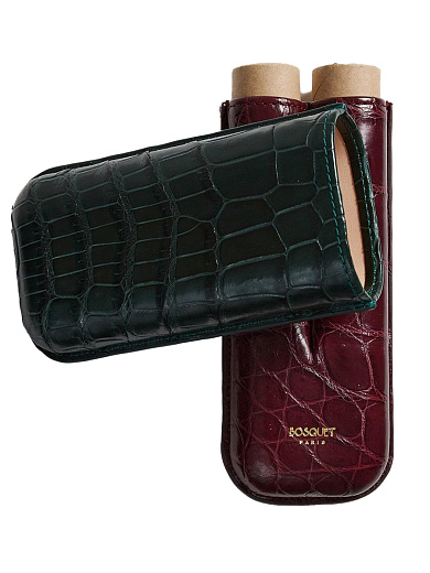 Футляр Bosquet Genuine Dark Green Crocodile Skin на 2 сигары - цена