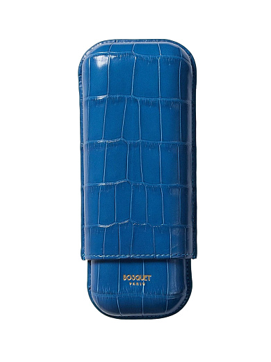 Футляр Bosquet Genuine Blue Crocodile Skin на 2 сигары - фото