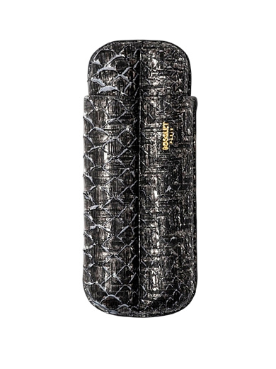 Футляр Bosquet Genuine Python Leather Black на 2 сигары - фото