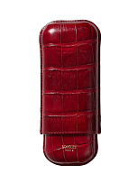 Футляр Bosquet Genuine Cherry deep Red Crocodile Skin на 2 сигары - фото