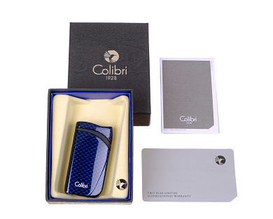 Зажигалка сигарная Colibri Falcon, синий карбон - описание